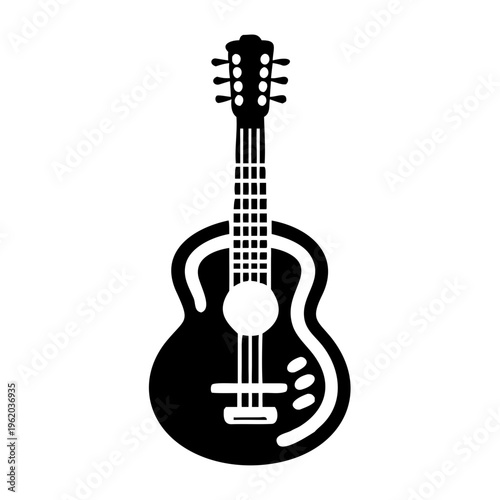 twelve string guitar silhouette icon illustration for music string instrument and acoustic performance design