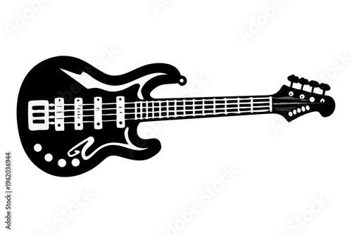 bass guitar silhouette illustration for music string instrument and rhythm performance design