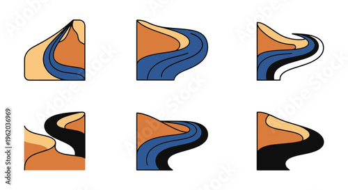 Desert Sand Current Line art minimal abstract colorful shapes vector