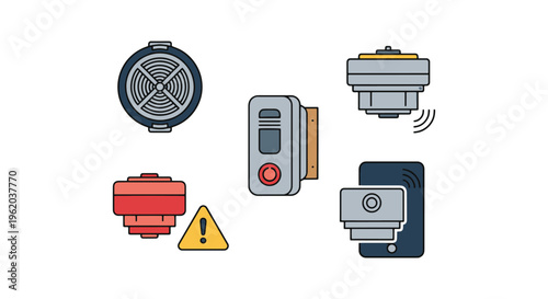 Carbon Monoxide Detector Line clean colorful pattern vector