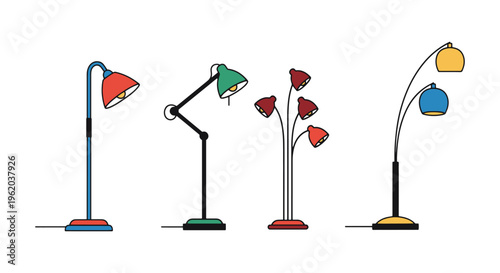 Floor Lamp Line art vector creative colorful abstract
