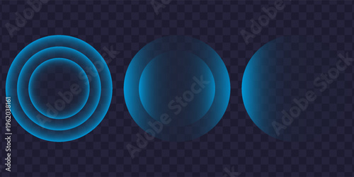 Sound wave. Signal concentric circle. Round light effect. Wifi range. Radio station signal. Water ripple with circle waves. A place or a painful point. Radar screen. Vector effect.