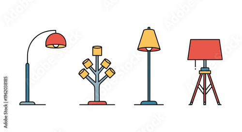 Floor Lamp Line art vector simple colorful abstract