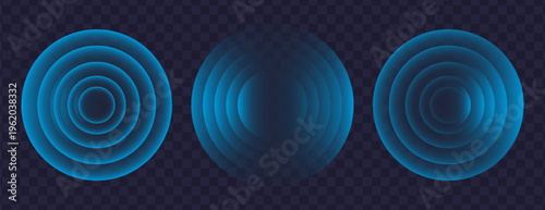 Sound wave. Signal concentric circle. Round light effect. Wifi range. Radio station signal. Water ripple with circle waves. A place or a painful point. Radar screen. Vector effect.