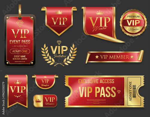 VIP member gold luxury label premium quality certificate laurel wreath illustration