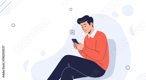 Man Using Smartphone, Digital Communication, Online Connection, Modern Lifestyle