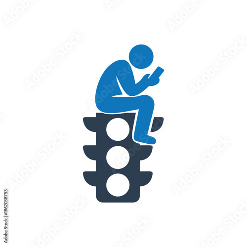 Dangerous Roadside Phone Usage Icon