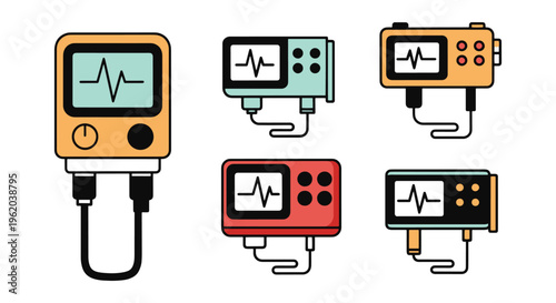 ECG Holter Recorder Line art clean abstract pattern illustration