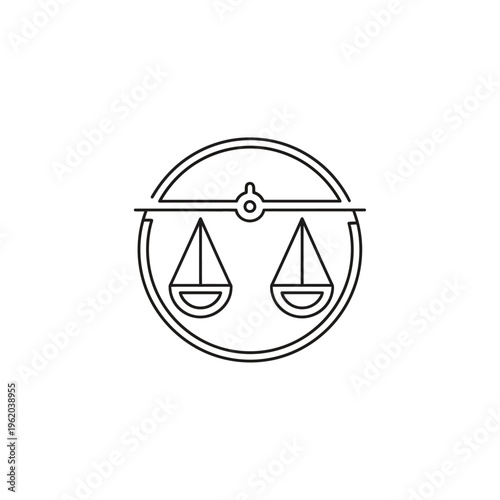 A simple line drawing of balanced scales.