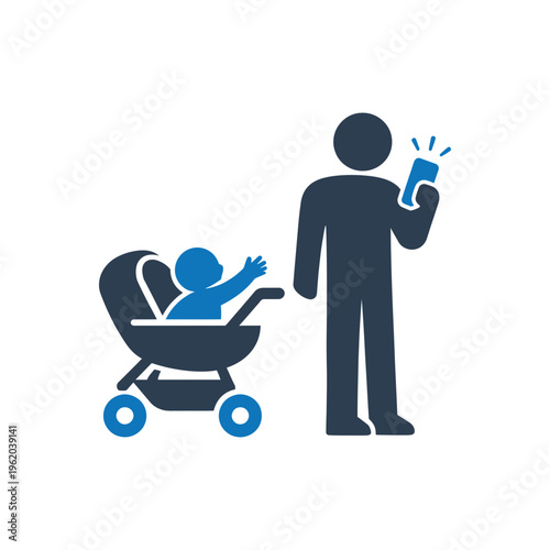 Absent Parent Stroller Distraction Icon