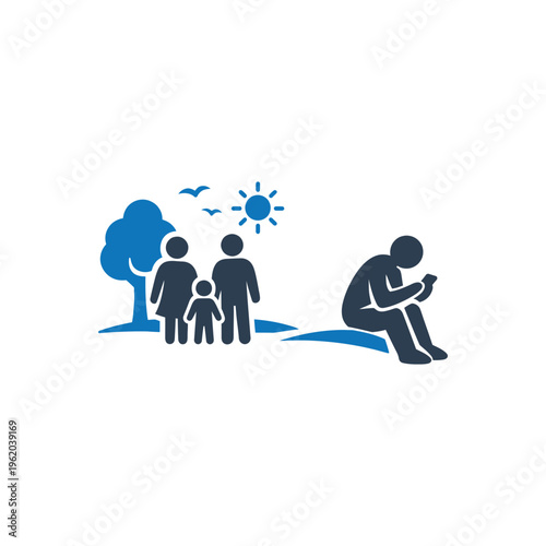 Social Isolation Outdoors Icon