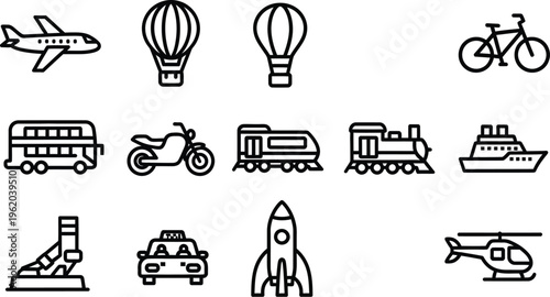 Transportation modes icons set