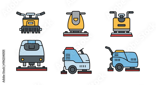 Floor Scrubber Line art vector simple minimal illustration