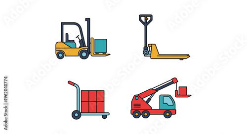 Industrial Truck Line art clean abstract color design vector