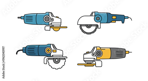 Angle Disc Grinder Line art clean abstract colorful vector