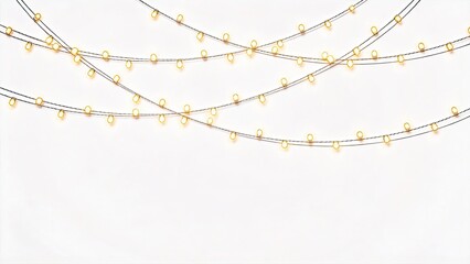 Fairy lights on white background holiday decoration warm glow minimalist festive Christmas celebration string lights elegant cozy winter New Year party romantic home decor interior