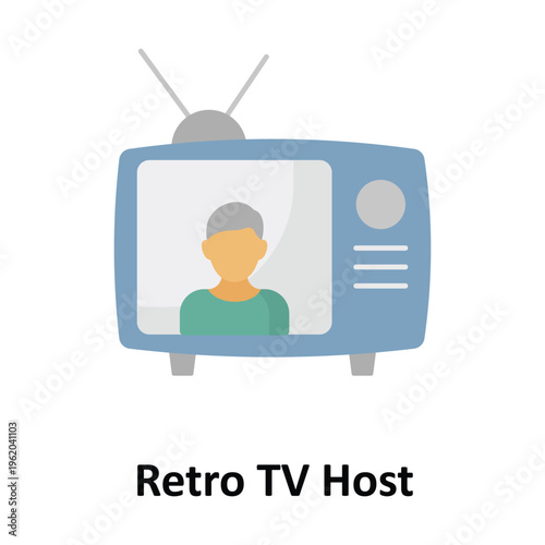 Retro TV Host Vector icon which can easily modify or edit