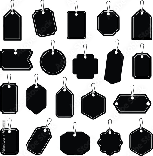 Set of black price tags label set vector illustration for shopping sale price tag icon design