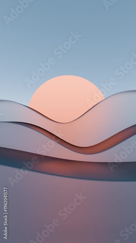 A serene abstract landscape featuring soft curves and a pastel sunset Landscape Sunset Curves Pastel Colors Serene Nature Artistic. Concept featuring landscape, sunset, curves, pastel colors, seren...