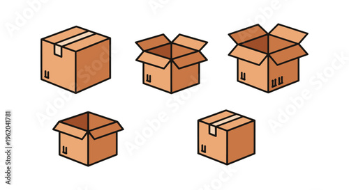 Cardboard Box Line art vector simple colorful pattern