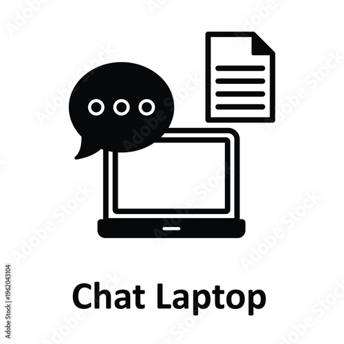 Chat Laptop Vector icon which can easily modify or edit