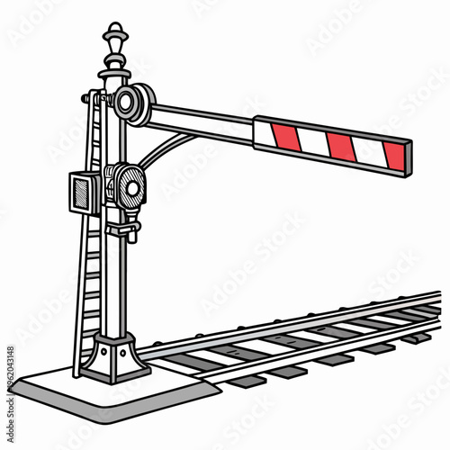 Railway gate with red and white barrier arm