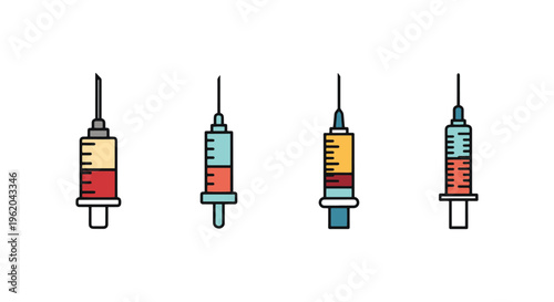 Injection Line art vector set abstract colorful pattern illustration