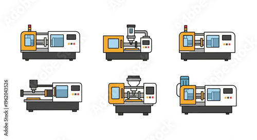 Injection Molding Machine Line abstract minimal illustration