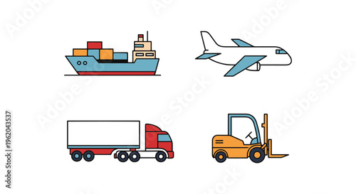 Cargo Fleet Line art vector minimal abstract pattern