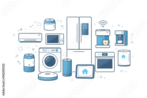 Smart home technology: connected appliances in modern living spaces.