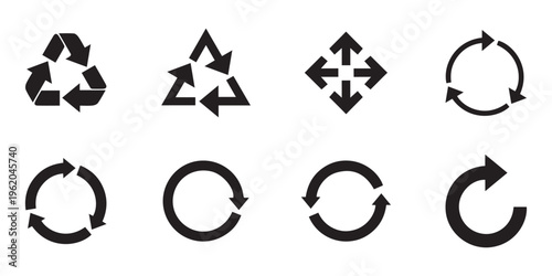 Black icon button and symbol, Vector sign illustration, Arrow icon shape design, Circle arrow set, 