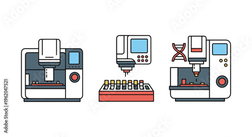 DNA Sequencer Line art vector simple abstract color pattern