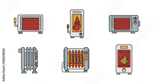Heater Line art vector set clean minimal abstract