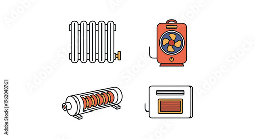 Heater Line art vector set creative minimal shapes illustration
