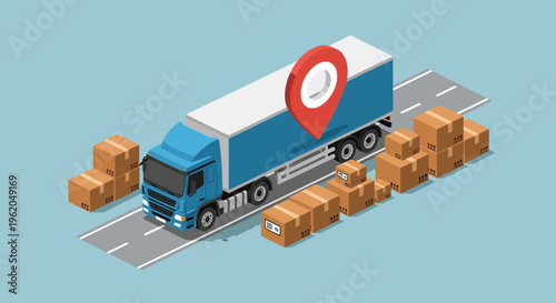 Delivery truck with cargo on road.