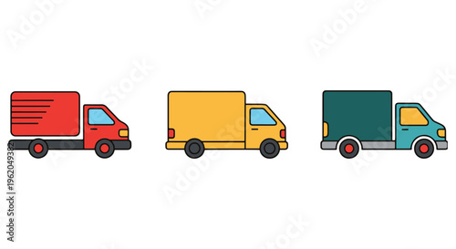 Cargo Van Line art vector set modern abstract colorful shapes