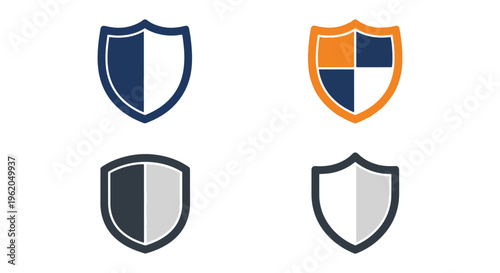 Industrial Shield Line art clean color shapes vector