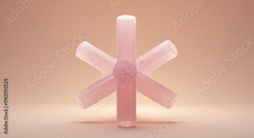 Abstract pink crystal structure, geometric design, 3D render.
