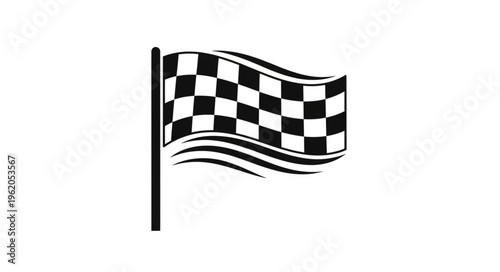 Checkered Flag Waving - Symbol of Victory and Racing Success.
