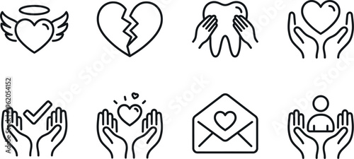 Minimalist vector coffee icons set including coffee machine, cup, beans, and teapot in simple line design style for business use