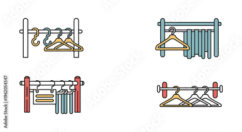 Gear drying rack Line art abstract clean decorative illustration