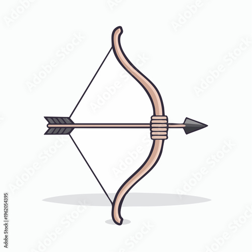 シンプルな弓矢のベクターアイコン ファンタジーRPG風の武器シンボル アウトラインスタイル