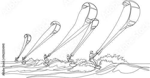 kite surfing action sequence