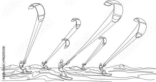 kite surfing motion sequence, kitesurfing animation steps