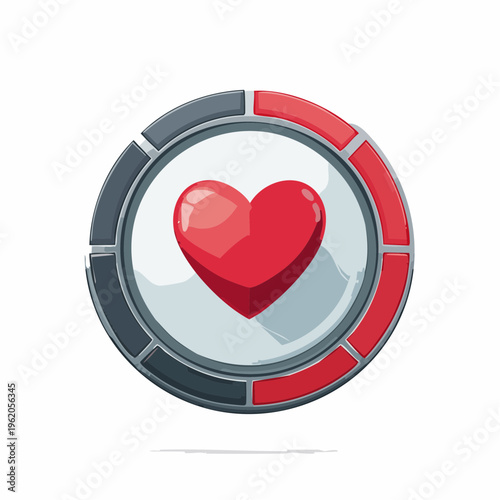 ハートの体力ゲージベクターアイコン ゲームUI向けのミニマルでフラットなデザイン