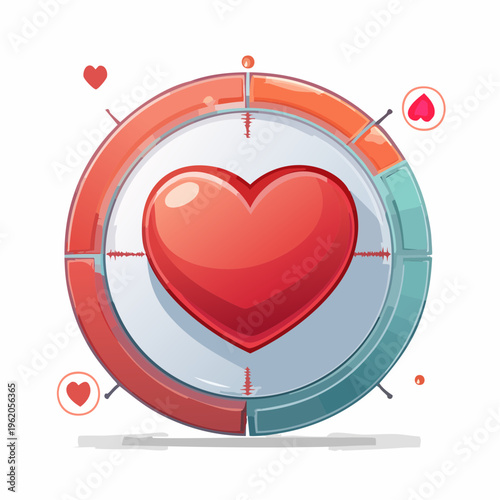 ハートの体力ゲージベクターアイコン ゲームUI向けのミニマルでフラットなデザイン