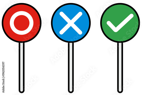 マル　バツ　チェックマーク　プレート　イラスト