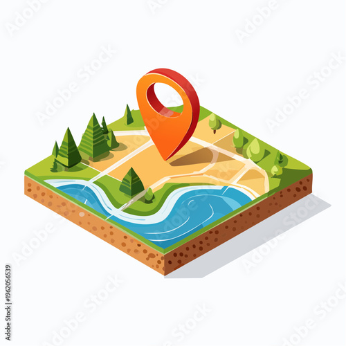 ファンタジースタイルのマップ位置情報ベクターアイコン 冒険とナビゲーションのシンボル