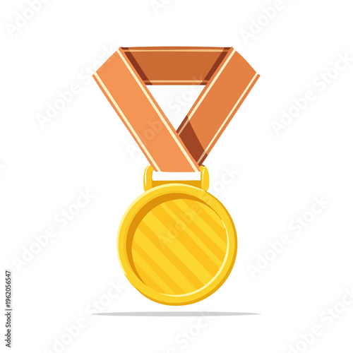 リボン付きメダルの達成ベクターアイコン お祝いや成功を表すシンプルなフラットデザイン