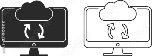 Black silhouette of a person wearing a VR headset playing a classic arcade game machine isolated on white background for technology